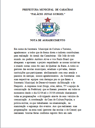 Nota de Agradecimento