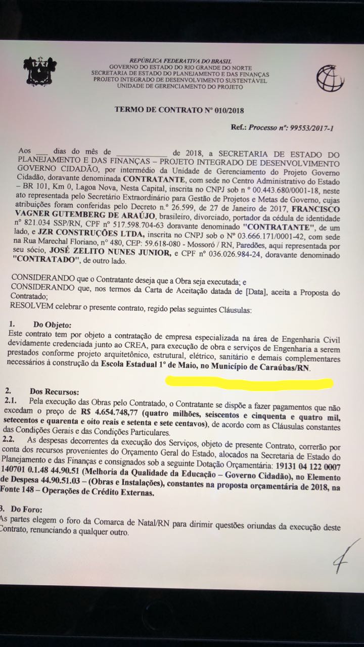 Obras da Escola Agrícola em Caraúbas serão iniciadas após o Carnaval