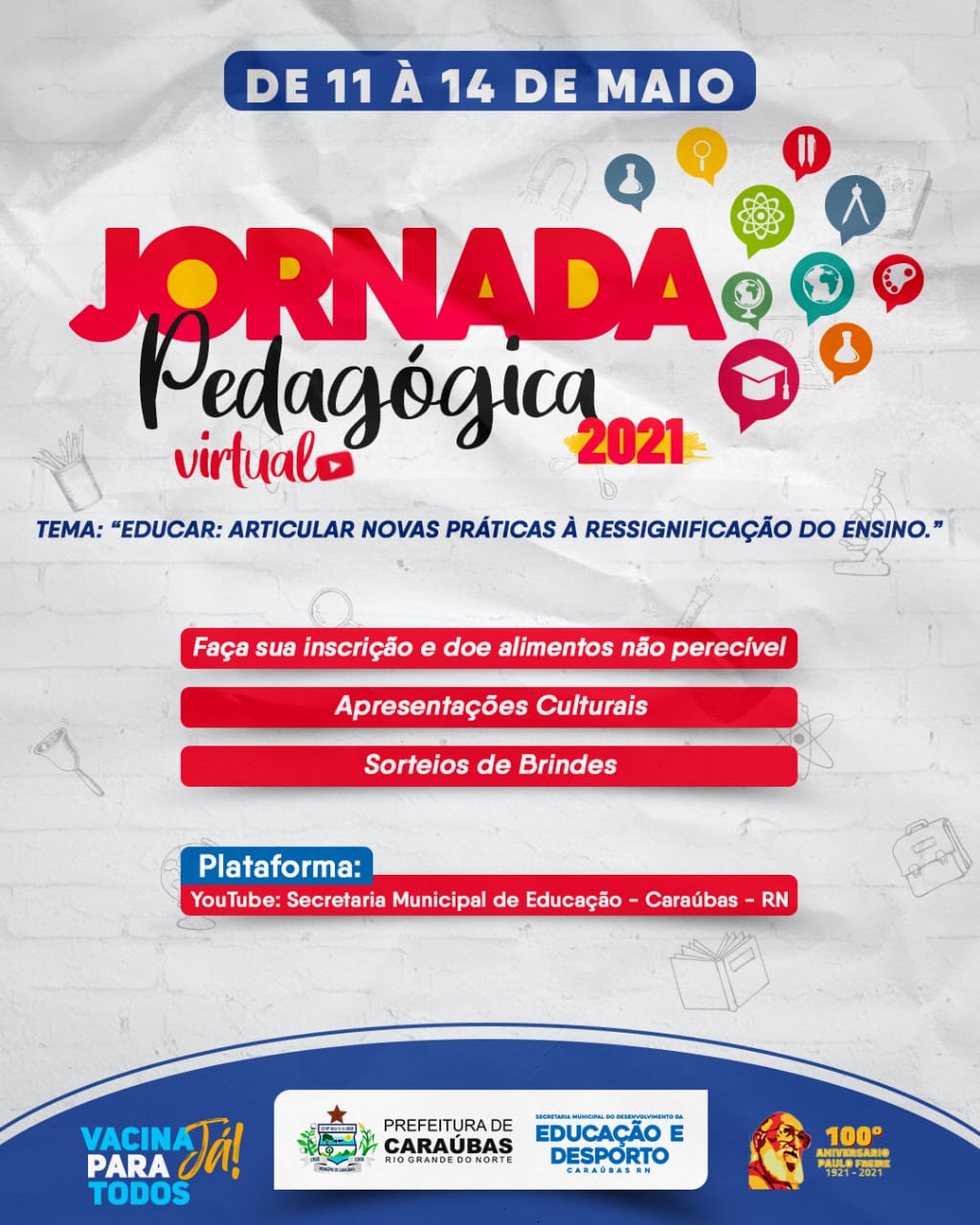 Jornada Pedagógica 2021 em Caraúbas será online