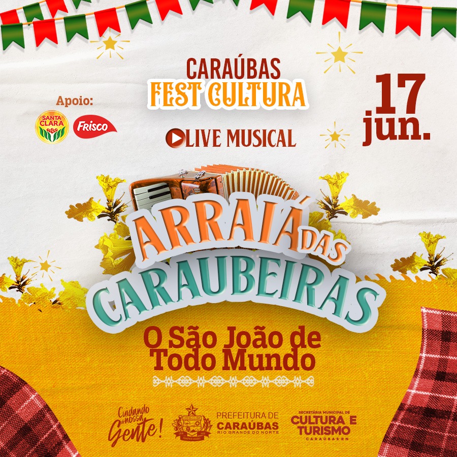 Divulgada lista dos artistas e bandas que se apresentarão na primeira live do Caraúbas Fest Cultura