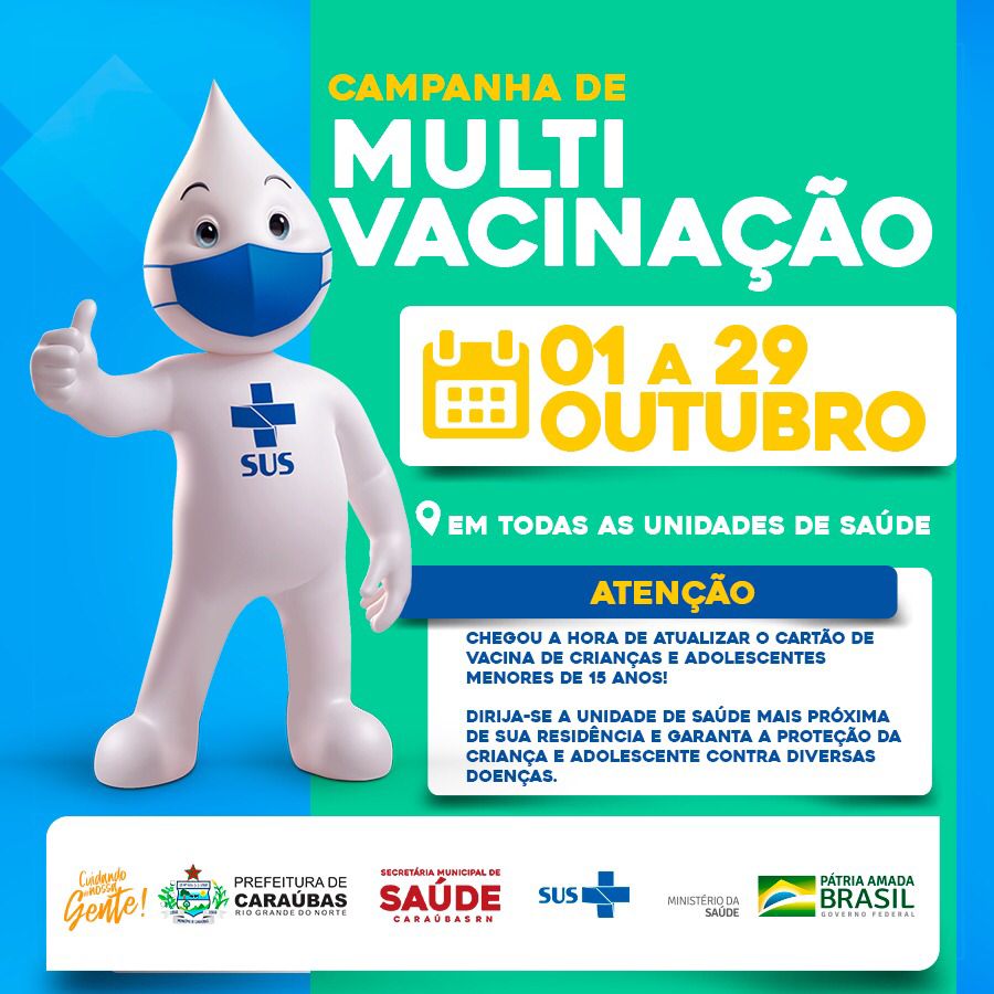 Secretaria de Saúde de Caraúbas inicia campanha de atualização de vacinas para crianças e adolescentes menores de 15 anos