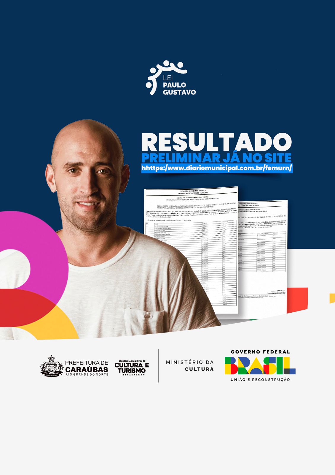 Prefeitura divulga resultado preliminar de concursos das iniciativas artísticas e projetos culturais em Caraúbas